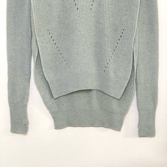 Lululemon Seva Sweater Merino Wool Pointelle Knit High Low Pullover Minty Grey 4 - Picture 8 of 14